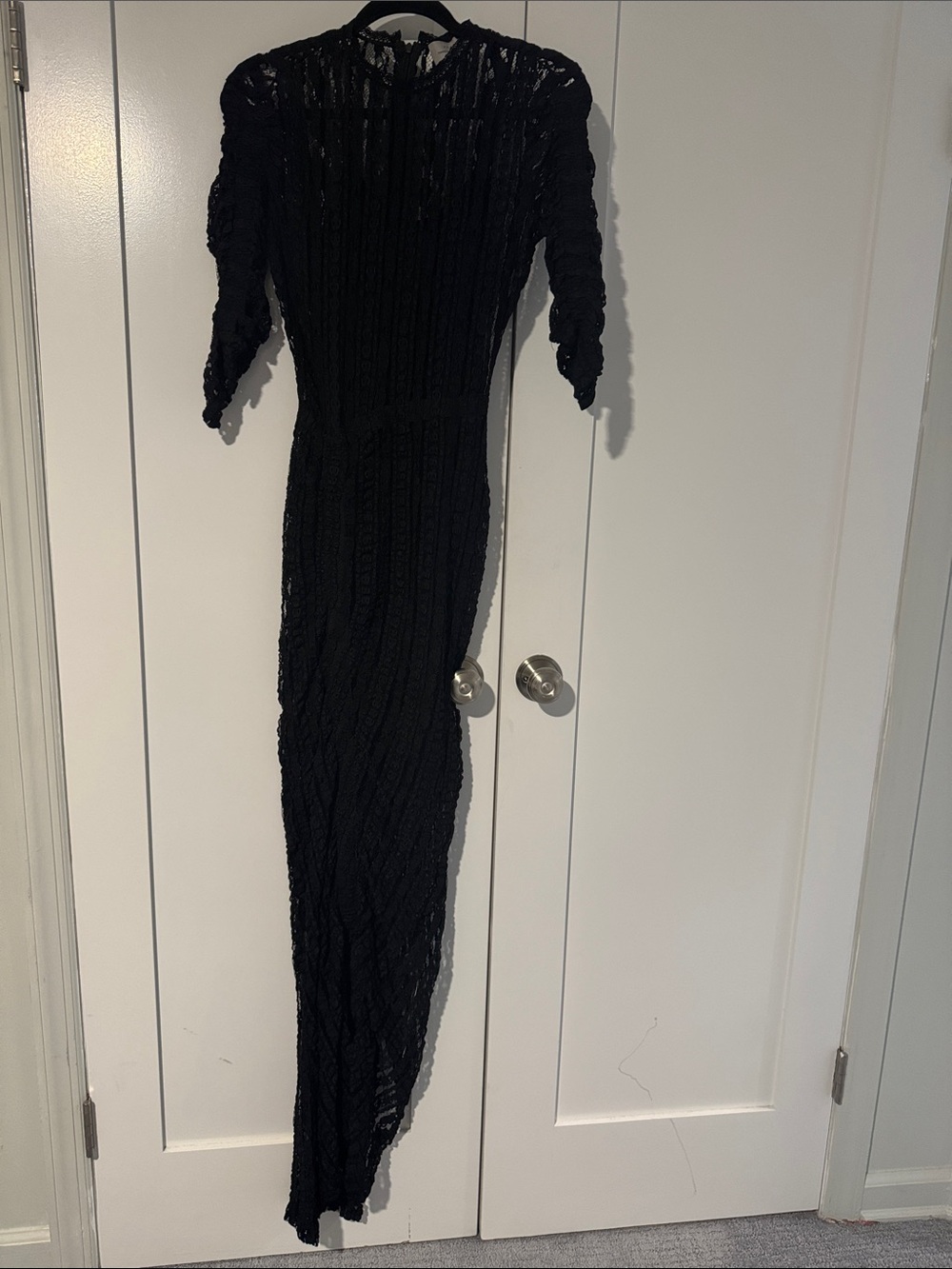 Preen by Thornton Bregazzi Black Asymmetrical Lace Gown